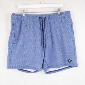 Sperry Large Blue Striped Lined Large Swim Trunks 36/6 High Rise‎ Drawstring